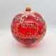 10 cm - Merry Christmas cu flori si fundal rosu